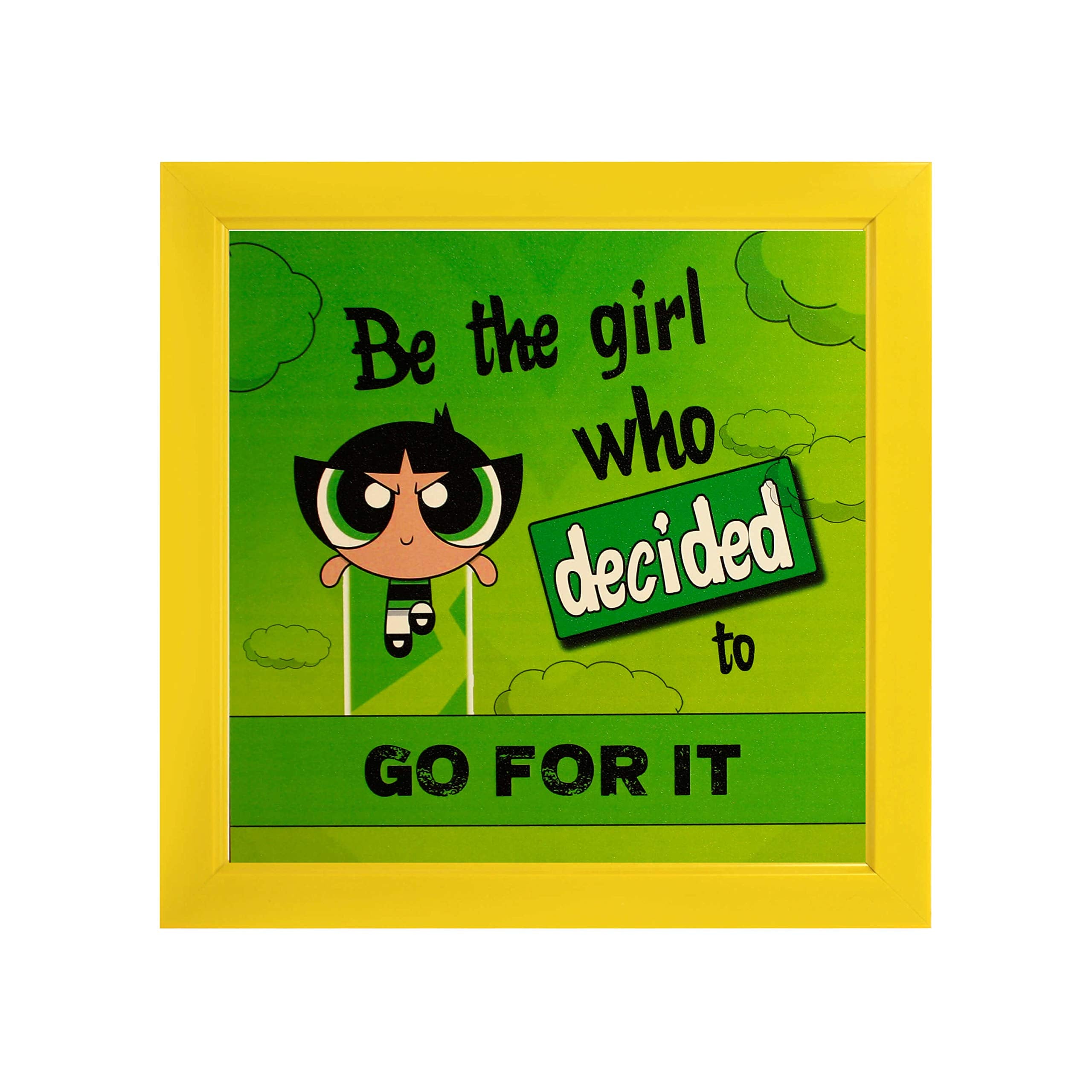 Indianara Set of 4 Girl Kids Motivational Quotes Paintings (2512) without glass 9.5 x 9.5 inch each